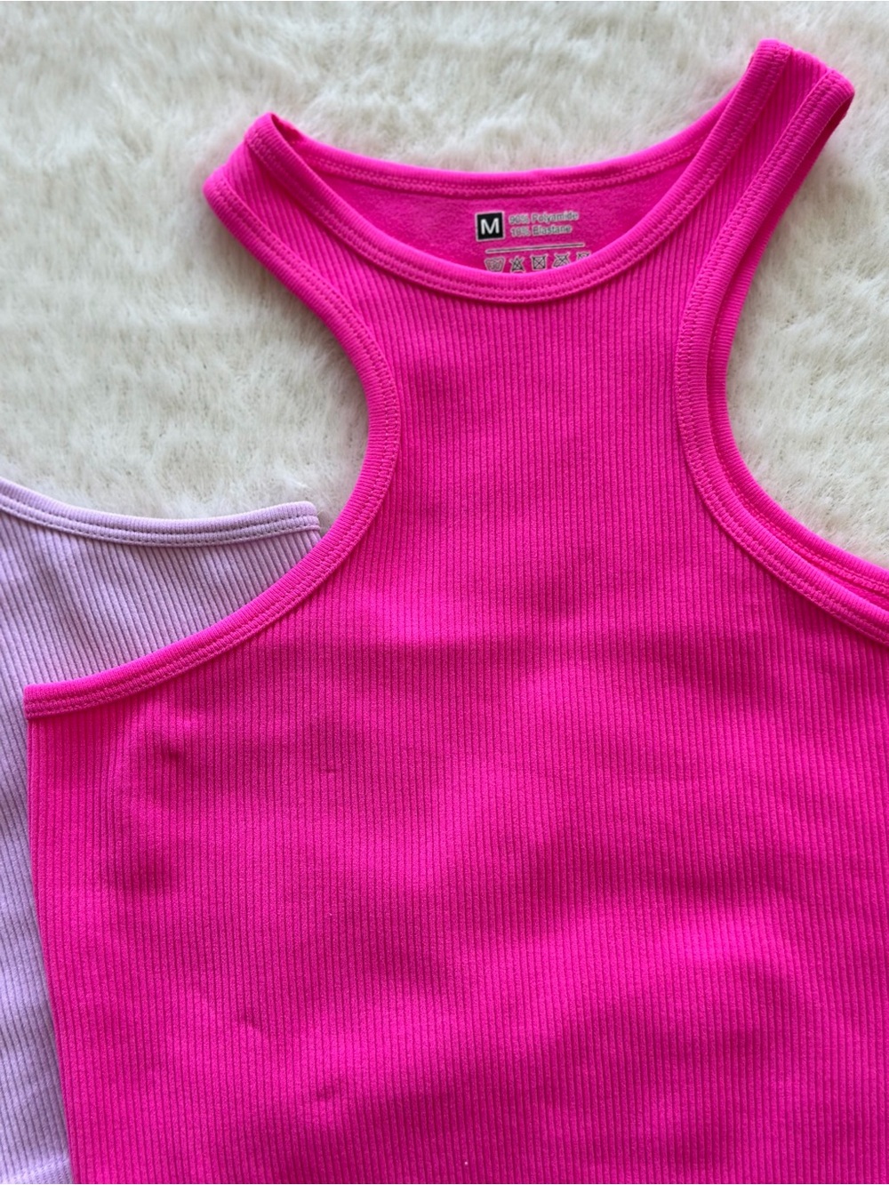 Women's Ribbed Racerback Crop Top - Hot Pink - Picture 6 of 7